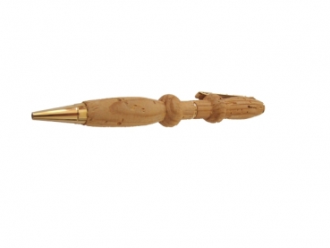 Kugelschreiber aus Holz aufwändig geschwungen goldfarbig