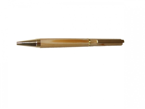 Kugelschreiber aus Lärchenholz gerade silberfarbig